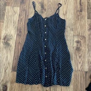 Flattering polka dot button up dress